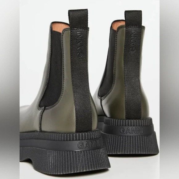 NWOB GANNI - Creepers Leather Chelsea Boots - Kalamata Olive Green - EU 40/US 10 - Picture 4 of 16